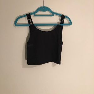LF - silver buckle strap crop top